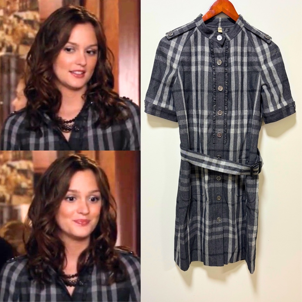 Authentic Burberry Dress ASO Blair Waldorf Gossip Girl RARE Plaid Gray Size 6 - Picture 3 of 11